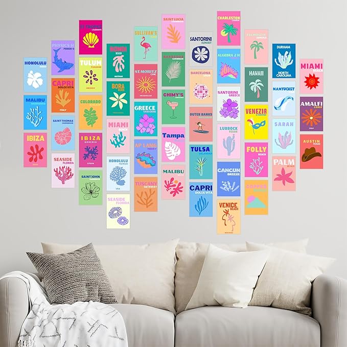 Y2K BOO Preppy Wall Collage Kit - 50 Trendy Aesthetic Photos for Dreamy Spaces, Perfect Room Decor for Teens, 4"x6" Stylish Wall Art for College Dorms