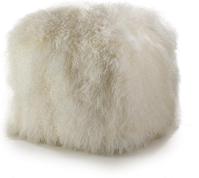 SARO LIFESTYLE Mongolian Lamb Fur Wool Pouf