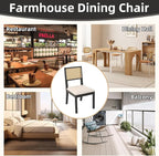 Westice Rattan Dining Chairs Set of 2, Farmhouse Natural Dining Room Chairs with Upholstered Cushion, Wood Armless Chairs for Kitchen/Restaurant, Black