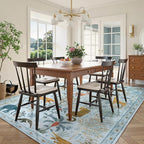 OJIA Animal Area Rugs 8x10, Soft 8x10 Washable Rugs for Living Room Bedroom, Non-Slip Boho Ultra-Thin Dining Room Rug Large Throw Carpet for Farmhouse Playroom Office, Light Blue