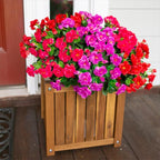 Ivydale Artificial Faux Outdoor Flowers Plants for Fall Decor, Fake Silk Colorful Camellia UV Resistant Look Real for Planter Outside Porch Patio Balcony Garden Yard Home Decoration, 3 Large Bundles