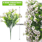 Artificial Fake Flowers for Outdoor Spring Decoration, 16 Bundles Faux Silk Colorful Daisy UV Resistant Realistic for Outside Porch Patio Home Yard Garden Planters Pots Window Box (White)