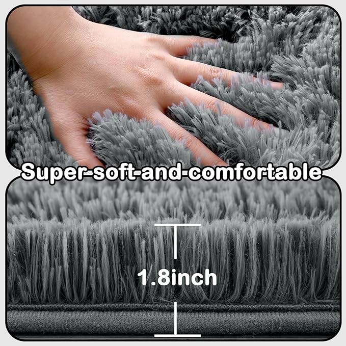 Large Rug for Living Room 10x12: Area Rug 10x12 Grey Rugs for Living Room - Shag Rug 10x12 Soft Plush Fuzzy Modern Indoor Shaggy Carpet for Bedroom.