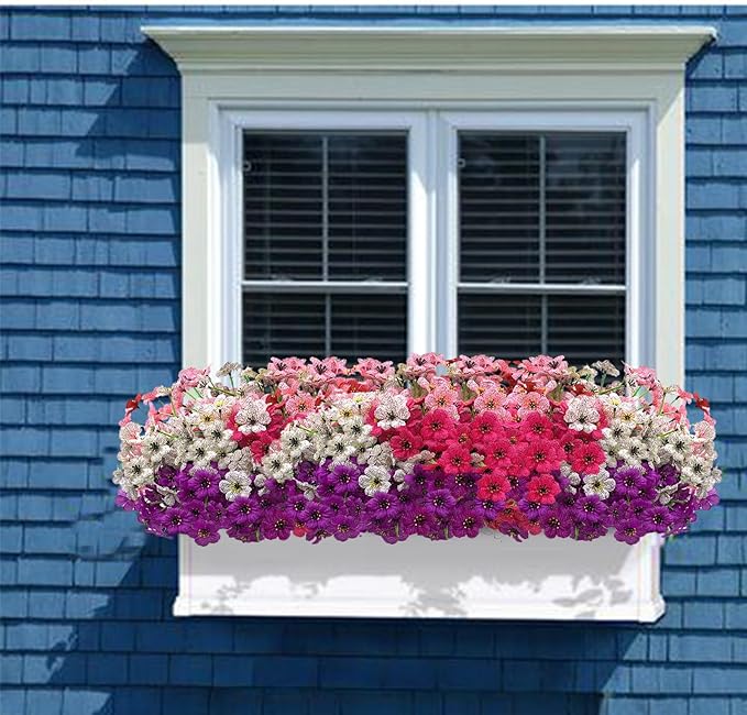 20 Bundles Artificial Flowers for Outdoors,Fake Silk Flowers with Plastic Plants for Outside,Faux mums Realistic Flowers for Window Box Yard Front Porch Balcoy Dector (Mixed Color)