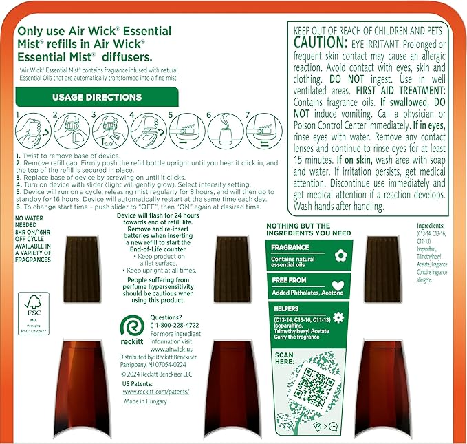 AIR WICK Essential Mist - Triple Refill Hawaii Exotic Papaya & Hibiscus Flower (3X.67) oz.