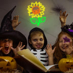 Sunflower Skull Neon Sign Wall Decor USB Powered Skeleton Head Halloween Neon Light Sign Dimmable Funny Halloween Day LED Sign for Trick or Treat Party Backdrop Bedroom Bar Man Cave