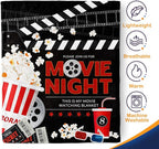 Aimego Movie Night Gifts Blanket Vintage Cinema Popcorn Movie Reel Decor Throw for Women Kids Adults Teens Soft Lightweight Fleece Cozy Fuzzy Birthday Christmas Blankets 60"x80"
