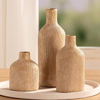 Ceramic Vase Home Table Decor - Gold Flower Vase Set of 3 Living Room Kitchen Decorations Farmhouse Modern Rustic Vases Decorative Centerpiece for Shelf Bedroom Office Bathroom Dining Coffee Desk