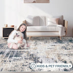 Area Rugs 9x12 Living Room: Washable Rug Modern Abstract Large Rugs Soft Non Slip Neutral Rug Stain Resistant Indoor Carpet for Bedroom Kitchen Dining Room Home Office Rugs(Black Brown,9'x12')