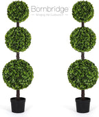 Bornbridge Artificial Jasper Topiary Ball Tree - 4' Jasper Ball Tree - Indoor/Outdoor Topiary Trees - Jasper Artificial Outdoor Plants (2 Pack)