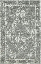 Unique Loom Rosso Collection Vintage, Traditional, Bohemian, Geometric, Distressed, Southwestern Area Rug, 4' 0" x 6' 0", Gray/Ivory