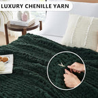 L'AGRATY Chunky Knit Blanket Throw - Soft Chunky Throw Blanket 30x40: 100% Hand Kintted Chenile Crochet Throw Blanket for Couch - Large Cable Knit Chunky Blanket for Home Decor(Olive Green)