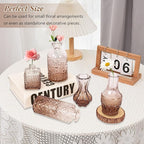 Set of 40 Glass Bud Vases, Small Amber Glass Vases in Bulk, Mini Vintage Embossed Flower Vase for Wedding, Centerpieces, Birthday Party, Baby Shower, Home Table Decorations (Amber)