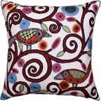 Cream Tree of Life Pillow Cover Birds White Floral Pillowcase Flower Accent Botanical Pillowsham Suzani Cushions Modern Plant Floral Cushion Hand Embroidered Wool Size 18x18