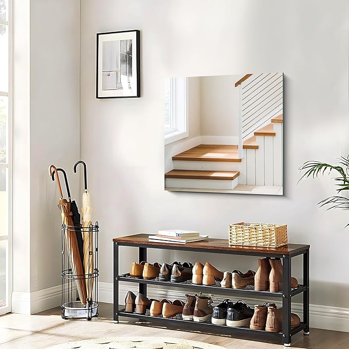 Frameless Mirror, 24x24 inch Square Bathroom Mirrors for Wall, Upgraded Shatterproof Vanity Mirror Over Sink with Polished Edge for Bathroom,Bedroom,Living Room and Entryway