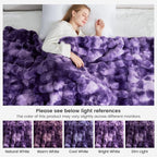 Cozy Bliss Faux Fur Throw Blanket for Couch, Fuzzy Soft Plush Thick Bubble Blanket for Sofa Bedroom Living Room, 60 * 80 Inches Tie-dye Purple