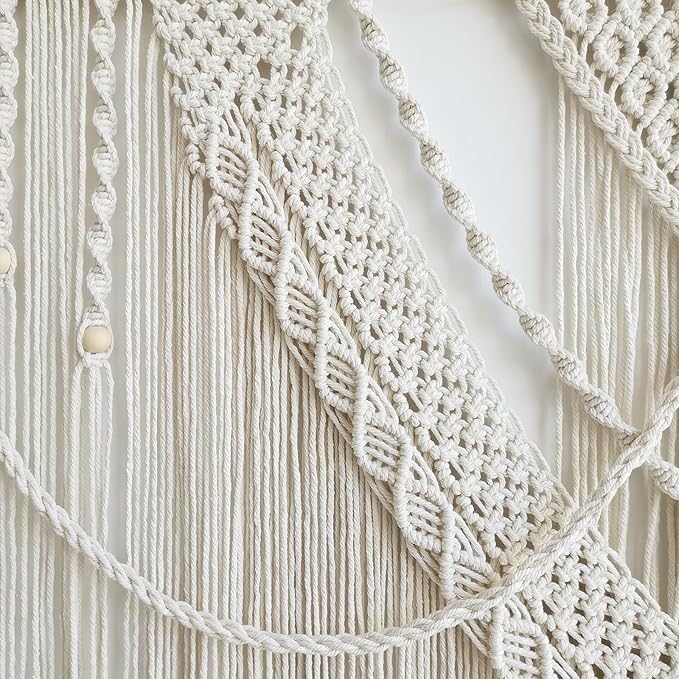 Achart Macrame Wall Hanging Large- Boho Wall Decor- large wall art- Wall Decor Living Room- Macrame Tapestry Boho Decor for Bedroom (Triangle)