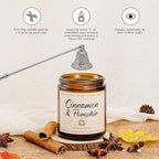 Cinnamon & Pumpkin Scented Candle – Fall Candles for Home Scented, Soy Candles for Home, 7 oz Cozy Pumpkin Candle for Women & Men, Autumn Décor & Holiday Gifts