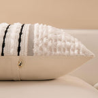 Boho Chenille Tufted Couch Throw Pillow Covers 18x18 Inch Set of 2 Farmhouse Striped Decorative Pillow Covers Accent Neutral Pillowcase Black Cushion Cover for Living Room Sofa Bed