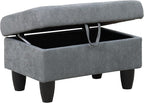 Ottoman Rectangular Storage Ottoman Bench, Flannel Footrest Stool Footstool with Lid for Living Room, Bedroom, Entryway, Dark Gray, 28.5"x19"x17.5"
