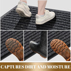 Yimobra Front Door Mat Outdoor Indoor Entrance, 100% Waterproof All-Season All Weather Doormat, Welcome Matt Outside Entry, Non Slip, Low Profile, Heavy Duty Patio Porch Floor Mats,47 x 24,Black Grey