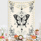 Lunerfex Boho Butterfly Tapestry Small Tapestry Tarot Tapestries Moon Phase Aesthetic Tapestries Wall Hanging for Bedroom and Living Room Decor Butterfly 60×80 Inches