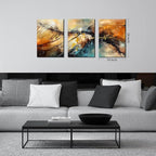 Abstract Wall Canvas Art for Living Room - Modern Art Work for Office Walls - 3 Piece Pictures Wall Art Size 16" x 24"