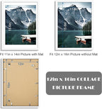 12x16 Picture Frame Set of 3 - Display 11x14 Photo with Mat or 12 x 16 Poster without Mat, Wall Mounting Horizontal and Vertical, White