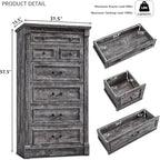 Farmhouse 7 Drawers Dresser for Bedroom, 57" Tall Large Dressers & Chests of Drawers w/Roman Column, Storage Dressers Organizer for Bedroom, Hallway, Living Room, Light Grey