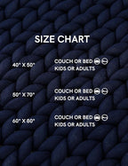 YnM Chunky Throw Blanket, Medium-Weight, Hand Knitted, Skin Friendly, Ventilated and Breathable, Machine Washable, Home Décor Piece for Couch, Sofa and Bed (Indigo Blue, 40x50 Inch)