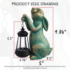 JOYBEE Garden Statues Rabbit with Solar Lantern Outdoor Decor-Rabbit Solar Figurines Lights Decorations for Patio Yard Lawn Ornaments-Gifts for Birthday Easter Housewarming