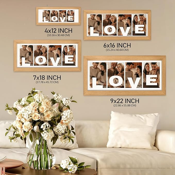 Gifts for Him/Her - Personalized Photo Frame with Love Design, Wall Mount or Tabletop Display, Romantic Gifts for Boyfriend Girlfriend Anniversary Birthday Valentine's