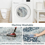 Topllen Runner Rug - 2'x10' Boho Washable Kitchen Rug, Non-Slip Soft Low Pile Rugs Indoor for Hallway Hall Living Room Bedroom Sunroom, Vintage Throw Stair Carpet Stain Resistance (Blue, 2x10ft)