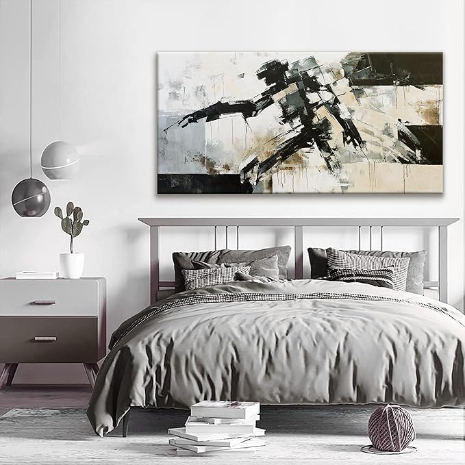 TAIJXAGSG Large Wall Art For Living Room Cool Robot Modern Minimalist Abstract Wall Art Canvas Painting Prints Black White Canvas Art Wall Decor Picture For Bedroom Office Home Wall Decor 29"X58"