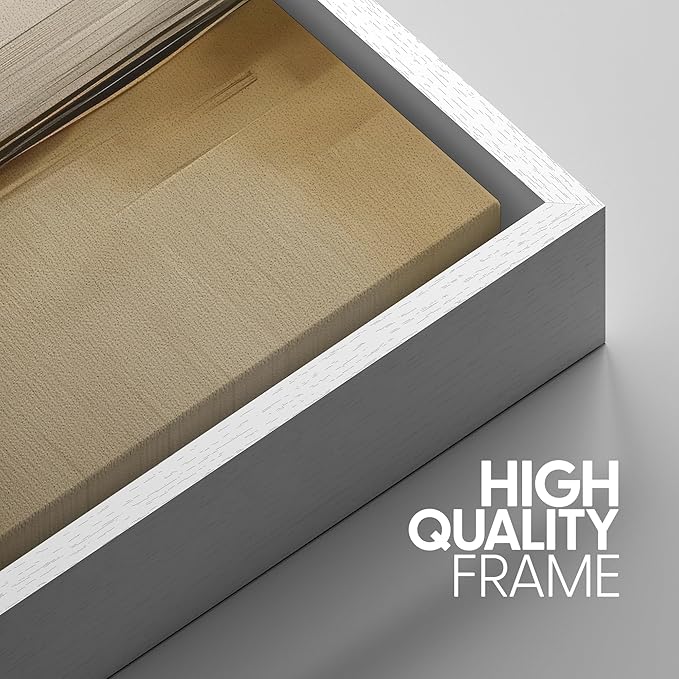 SIGNWIN Framed Canvas Print Wall Art Warm Neutral Horizon Abstract Beige and Brown Landscape Photography Modern Art Minimalist Black and White for Living Room, Bedroom, Office - 16"x24"x3 White