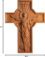 BGCOPPER Jesus Crucifix Wall Cross Handmade Wooden Cross for Wall Decor for Home Room Christmas Gift