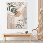 Abstract Boho Tapestry, Mid Century Tropical Tree Leaves Modern Geometric Arch Bohemian Botanical Tapestry, Home Aesthetic Wall Hanging Art Decor for Living Room Bedroom Dormitory 40x60 Inch