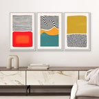 SIGNWIN Framed Canvas Print Wall Art Set Mid-Century Color Blocks & Spirals Abstract Shapes Illustrations Modern Art Contemporary Minimal Ultra for Living Room, Bedroom, Office - 24"x36"x3 White