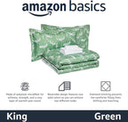 Amazon Basics Lightweight Microfiber Comforter Sets, 7 Pieces, Green, Floral, King