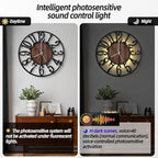 LEIKE Large Wall Clocks with Night Light Battery Operated,Silent Non Ticking,Rustic Modern Big Wood Clock for Living Room, Bedroom,Kitchen,Farmhouse,Office,Home Decor-20 Inch(Black-Arabic Number)