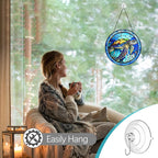 Stained Glass Turtle Suncatcher Window Hanging - Handmade Sea Turtle Suncatchers for Windows with Hooks - Sea Glass Wall Art Home Decor Outdoor Garden Sun Catcher - Birthday Gifts for Mom Grandma