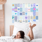 Minimalist Wall Art for Blue Room Decor Aesthetic, 50pcs Danish Pastel Collage Kit Aesthetic Pictures, Posters, Matisse Posters and Dorm