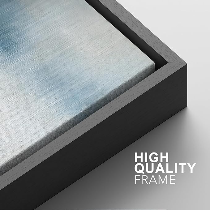 SIGNFORD Framed Canvas Print Wall Art Set Blue and Beige Abstract Modern Neutral Vertical Illustration Modern Art Decorative Nordic Nature for Living Room, Bedroom, Office - 24"x36"x2 Black