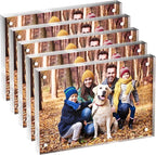 5x7 Acrylic Picture Frame 5 Pack, Clear Freestanding Double Sided Frameless Magnetic Photo Frames, Desktop Display Decor Gift