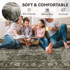 Olive Green Washable 8x10 Area Rugs for Living Room Rug Bedroom Rug-Carpet Neutral Vintage Dining Room Rugs for Under Table Soft Comfortable Non Slip