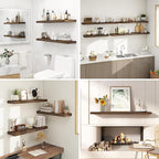 36 Inches Floating Shelves for Wall, 9.3" Deep Long Floating Shelves Set of 2, Large Display & Storage Shelf, Wall Shelf for Bathroom Bedroom Living Room Kitchen Office, Rustic Brown