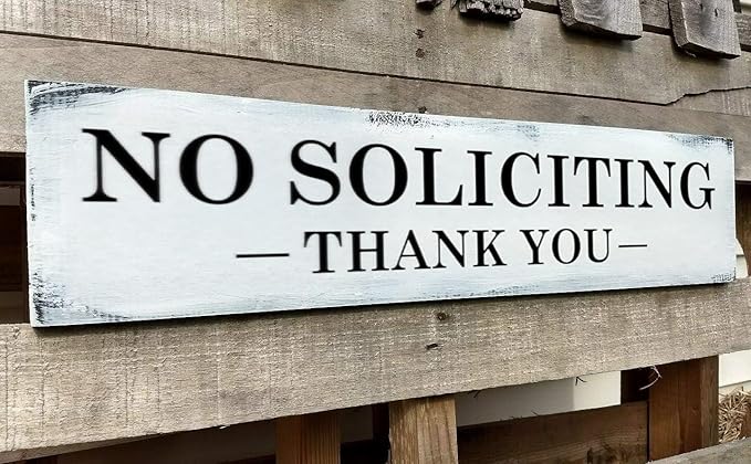 No Soliciting Sign for House,Ideal No Soliciting Signs for Front Door, Wall, Doorbell,Hanging Wood Plaque,Perfect No Solicitation Signs for Every Home, Business or Office 4x16 Inch