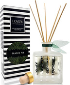 LOVSPA Reed Diffuser Set, Fraser Fir Scented Oil Diffuser with Sticks, Home Fragrance Accessories for Bathroom Shelf Decor, Aroma Diffusers for Home or Office Desk, USA Made