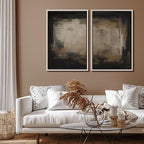 SIGNFORD Framed Canvas Print Wall Art Set Neutral Black and Brown Contemporary Minimalist Illustration Modern Art Decorative for Living Room, Bedroom, Office - 24"x36"x2 White