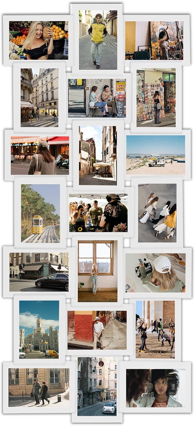 Jerry & Maggie 4X6 Collage Picture Frames for Wall Decor, 21 Opening Collage Wall Hanging for 6x4 Photo, Multi Picture Frame Set with One-piece Design White